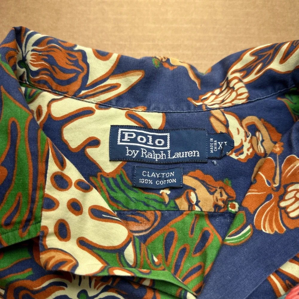 Polo Ralph Lauren Lot of 2 Clayton Hawaiian Shirts Mens Sz XL Floral Hula Aloha
